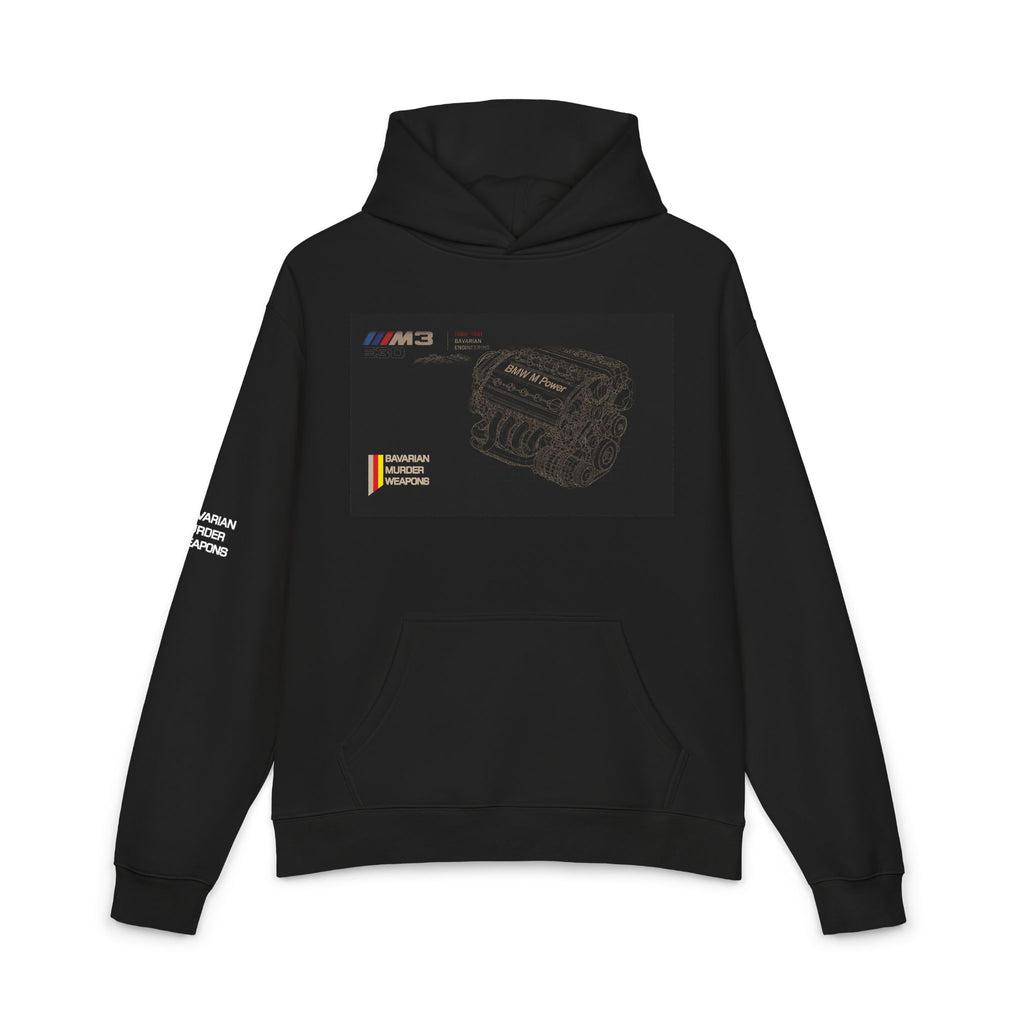 Car Blueprint Hoodie — Vintage E30 Technical Diagram Streetwear
