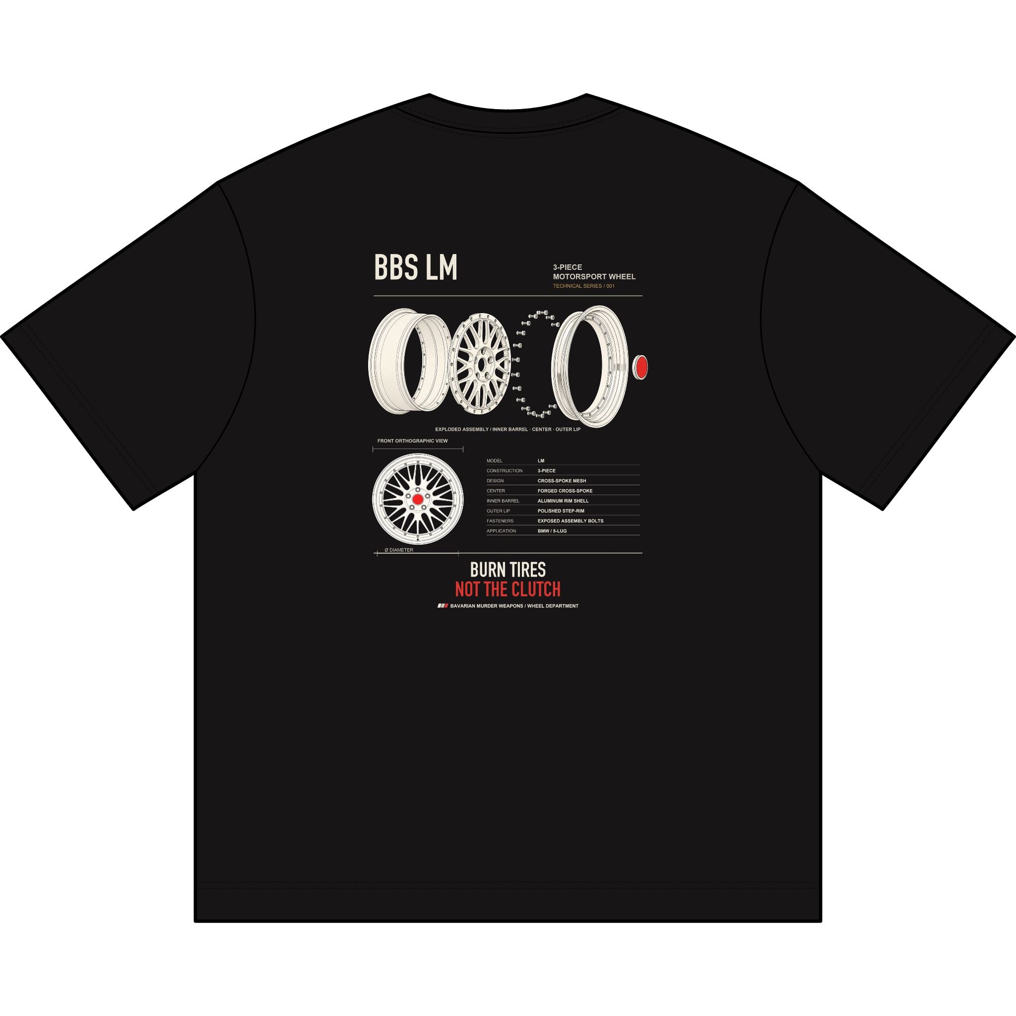 BBS LM Wheel Diagram Boxy Tee — Automotive Car Enthusiast Graphic T‑Shirt