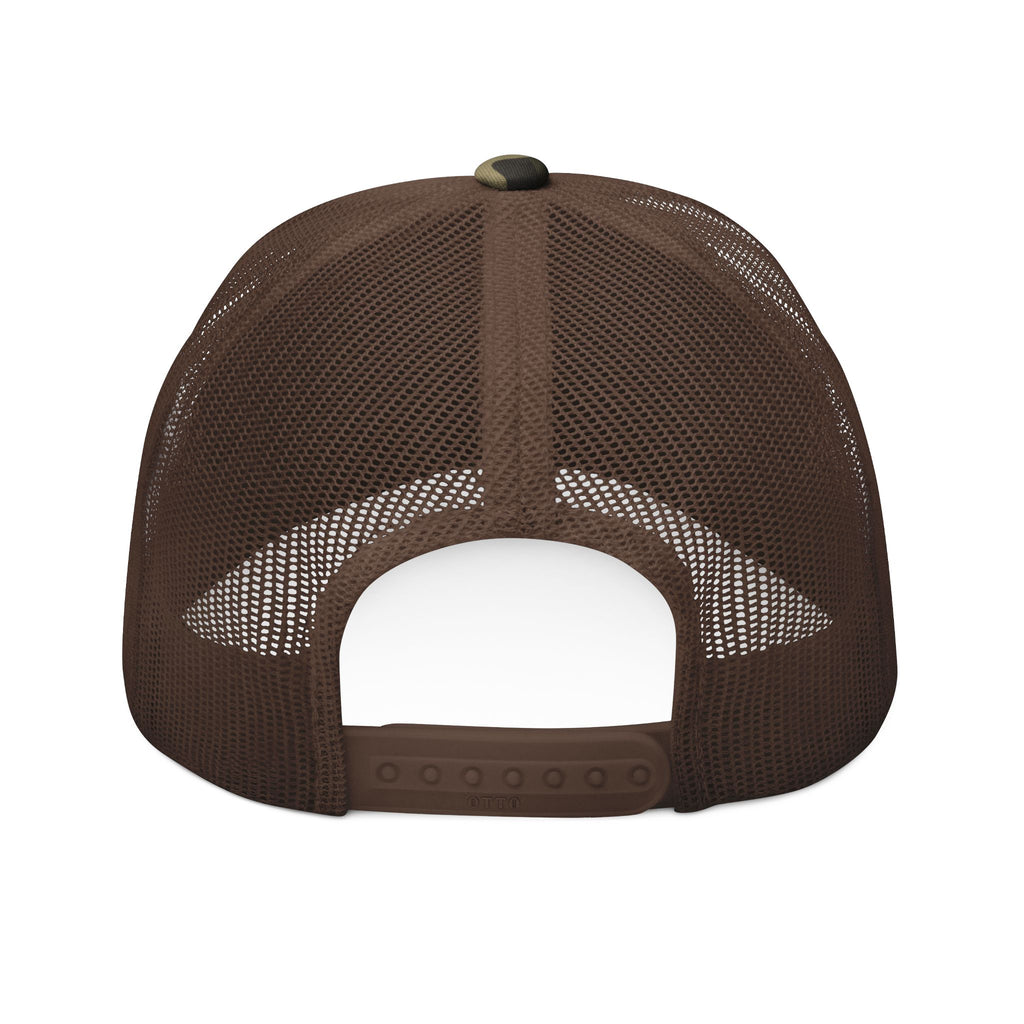 Camo Trucker Hat — Embroidered Logo