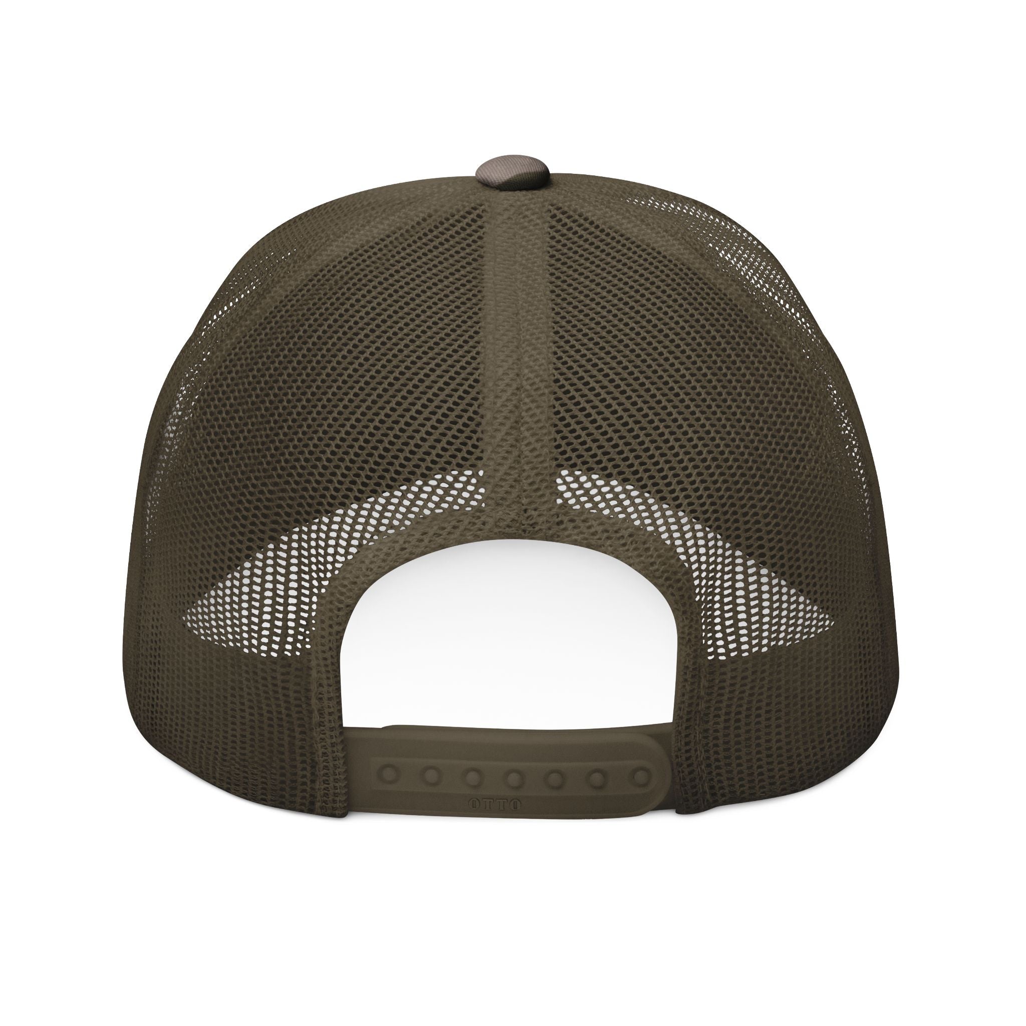 Camo Trucker Hat — Embroidered Logo