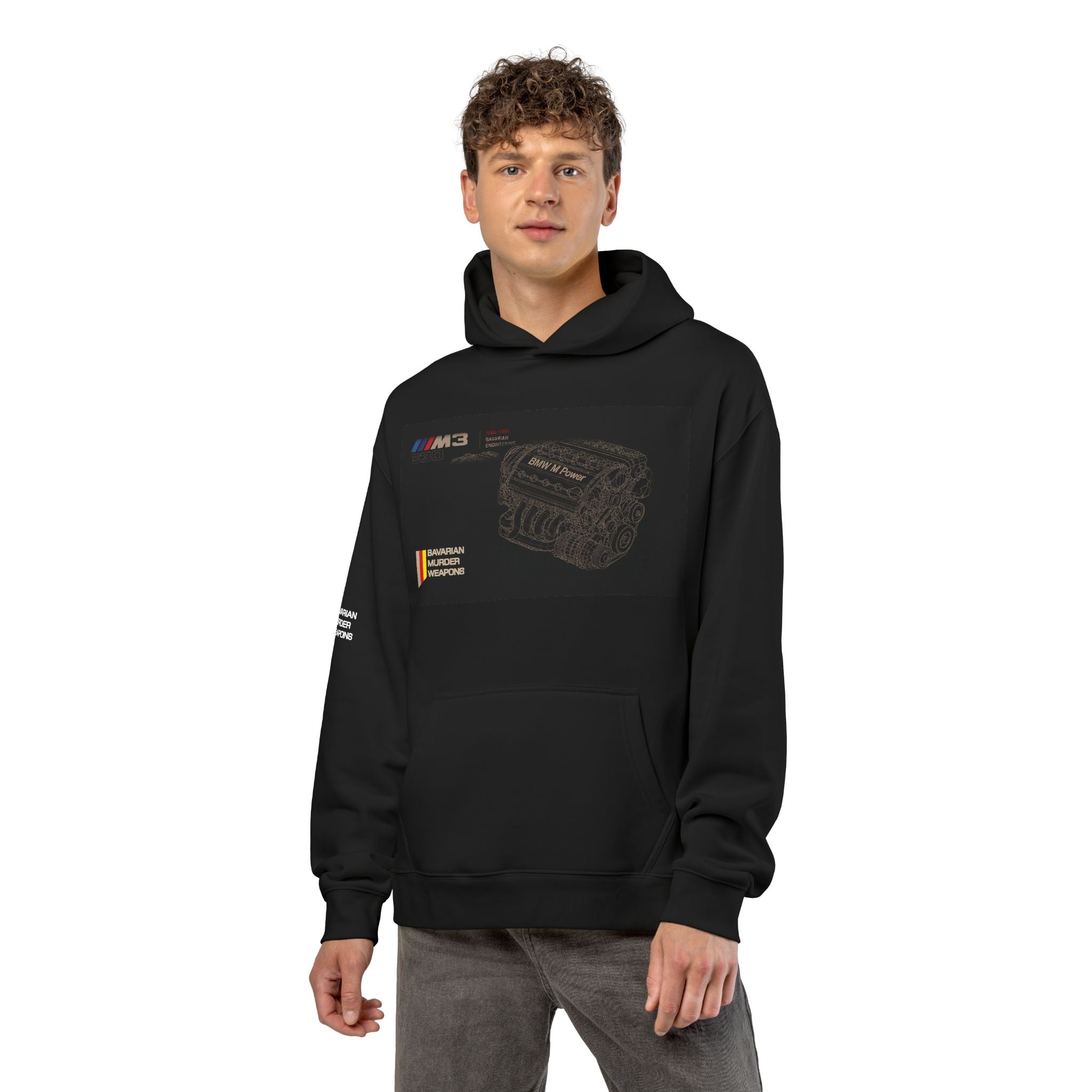 Car Blueprint Hoodie — Vintage E30 Technical Diagram Streetwear